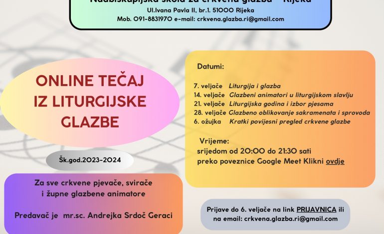  Otvorene prijave za besplatna online predavanja iz liturgijske glazbe