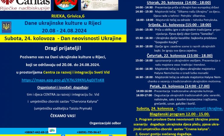 U Centru sv. Vid započinju Dani ukrajinske kulture u Rijeci