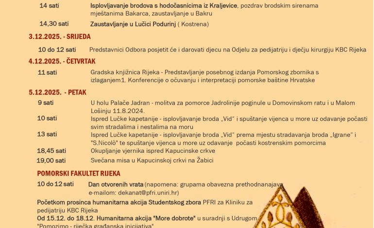 30.11.2025.-7.1.2026. – Program proslave sv. Nikole biskupa