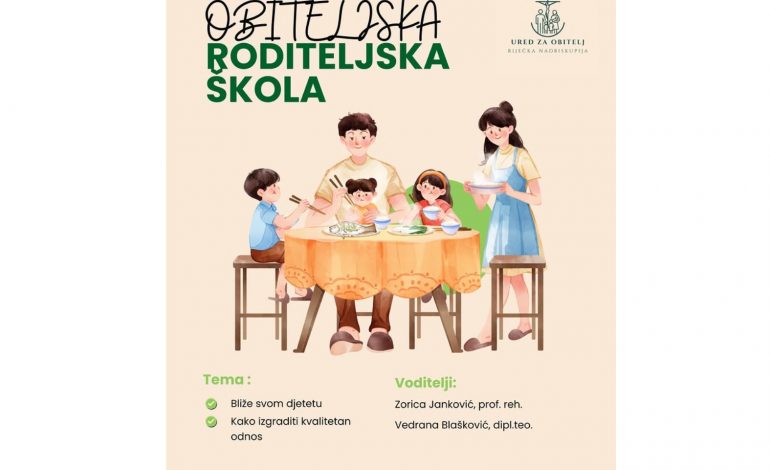 15.-17.05.2026. – Roditeljska škola: Obitelj je mjesto gdje se uči ljubiti i biti ljubljen