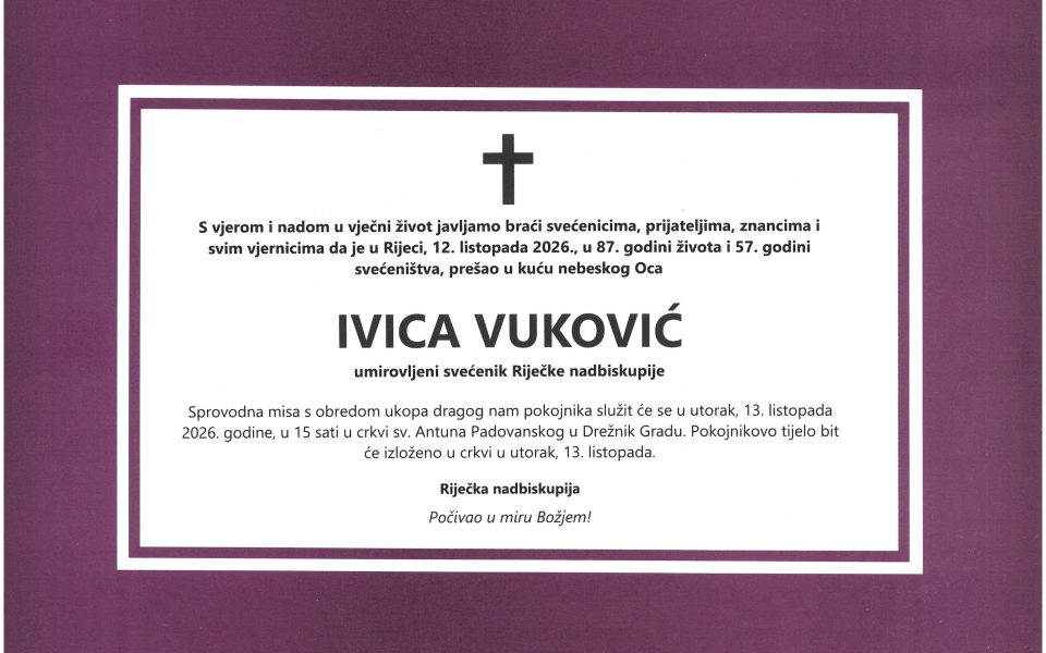 Ivica Vuković, umirovljeni svećenik Riječke nadbiskupije, prešao u kuću nebeskog Oca