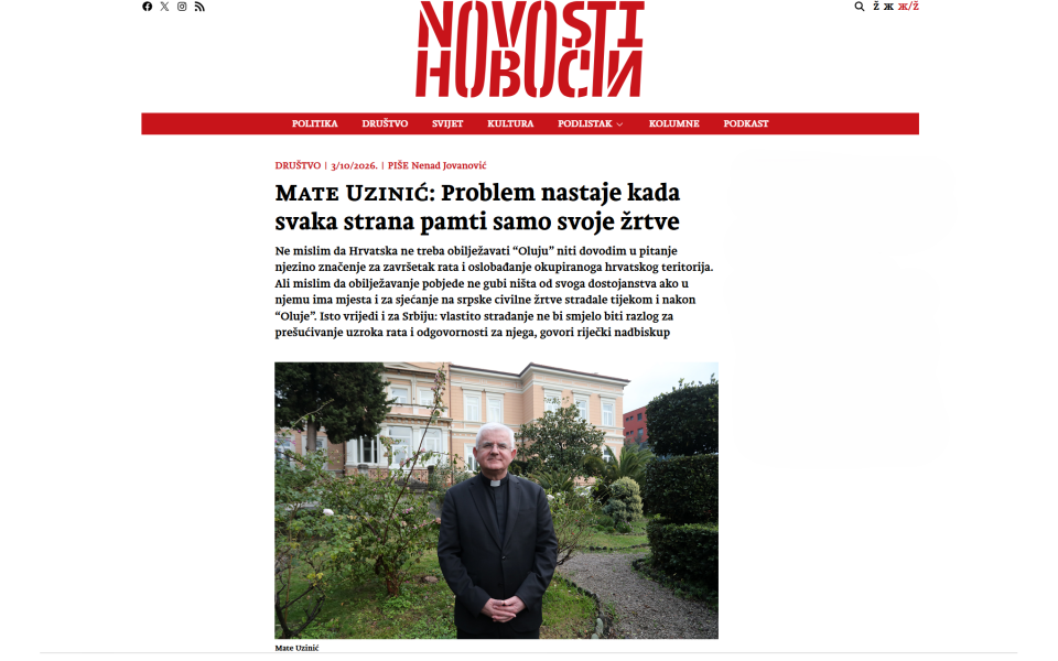 Nadbiskup Uzinić za Portal Novosti – Problem nastaje kada svaka strana pamti samo svoje žrtve